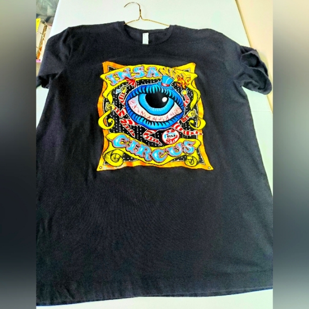 Insanity Circus T Shirt Size L Black Short Sleeve Cotton Live and Tell (C38)**